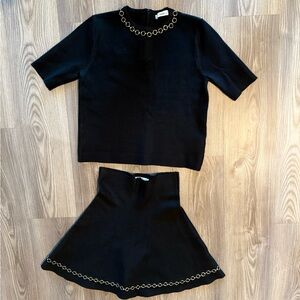 Zara Black Skirt Set with Gold Accents